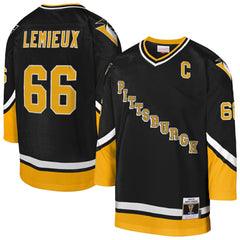 NHL Black Mario Lemieux Pittsburgh Penguins Mitchell & Ness Youth 1992/93 Captain Patch Power Play Player Jersey