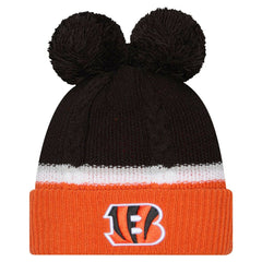 Women's Double Bubble Cuffed Knit Hat with Poms - Cincinnati Bengals