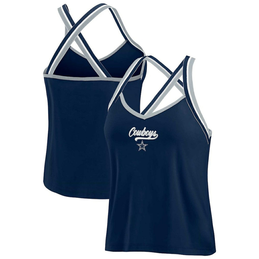 WEAR by Erin Andrews Women's Cross Strap Tri-Blend Tank Top - Dallas Cowboys