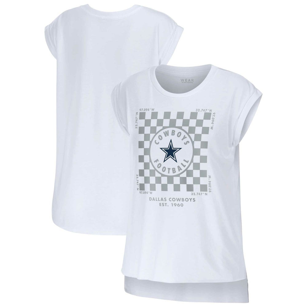 WEAR by Erin Andrews Women's Checker Muscle Tank Top - Dallas Cowboys