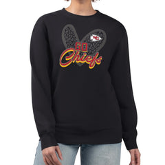 G-III 4Her by Carl Banks Women's Leopard Heart Pullover Sweatshirt - Kansas City Chiefs