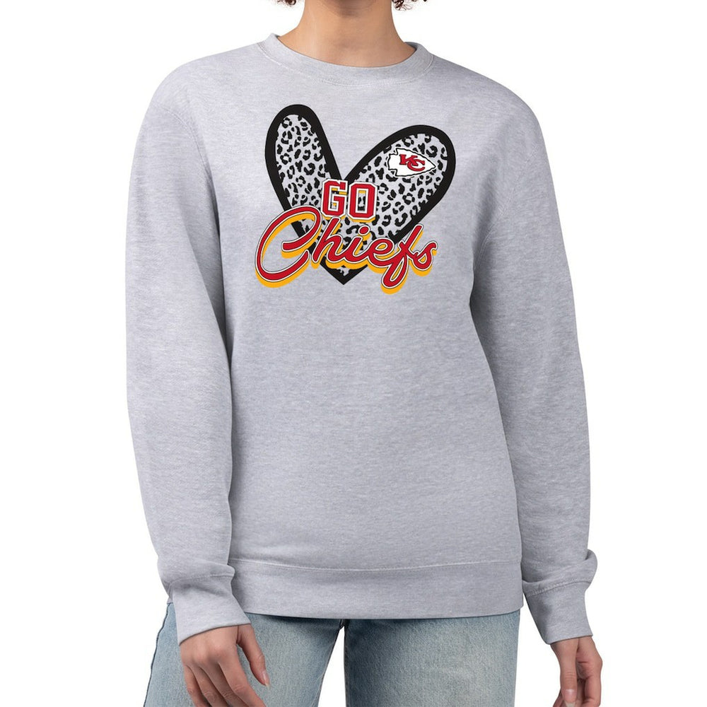 G-III 4Her by Carl Banks Women's Leopard Heart Pullover Sweatshirt - Kansas City Chiefs
