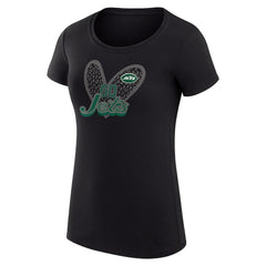 G-III 4Her by Carl Banks Women's Super-Slim Fit Lightweight Animal Print Heart T-Shirt - New York Jets