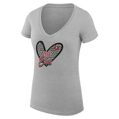 G-III 4Her by Carl Banks Women's Super-Slim Fit Lightweight Leopard Heart V-Neck T-Shirt - Tampa Bay Buccaneers