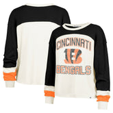 '47 Women's Double Header Curve Raglan Long Sleeve Crop Top - Cincinnati Bengals