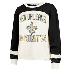 '47 Women's Double Header Curve Raglan Long Sleeve Crop Top - New Orleans Saints