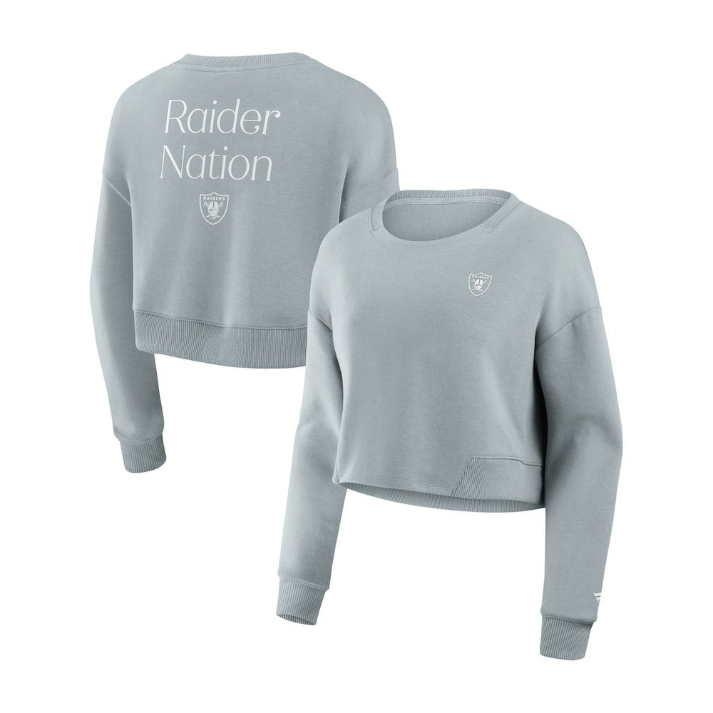 Women's Studio Tri-Blend Cropped Pullover Sweatshirt - Las Vegas Raiders