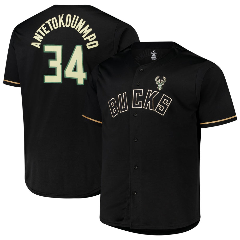 NBA Giannis Antetokounmpo Milwaukee Bucks Profile Big & Tall Name & Number Button-Up Jersey