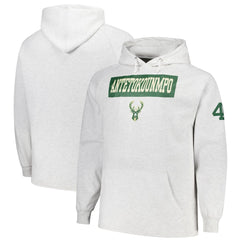 NBA Giannis Antetokounmpo Milwaukee Bucks Profile Big & Tall Player Double Face Tri-Blend Pullover Hoodie