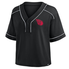 MLB Cleveland Guardians Fanatics Women's Oversized Champ Game Cropped V-Neck T-Shirt