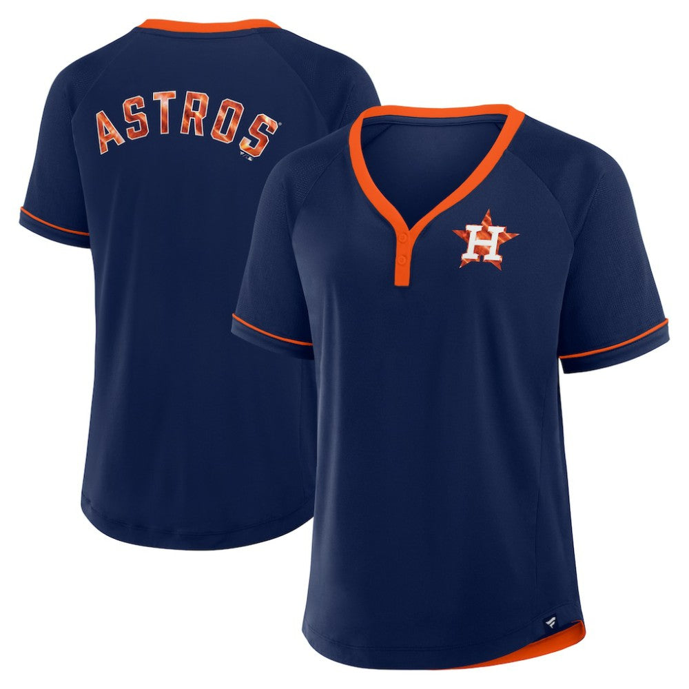 MLB Houston Astros Fanatics Women's League Diva Star Raglan V-Neck T-Shirt