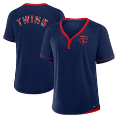 MLB Minnesota Twins Fanatics Women's League Diva Star Raglan V-Neck T-Shirt