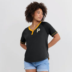 MLB Pittsburgh Pirates Fanatics Women's League Diva Star Raglan V-Neck T-Shirt