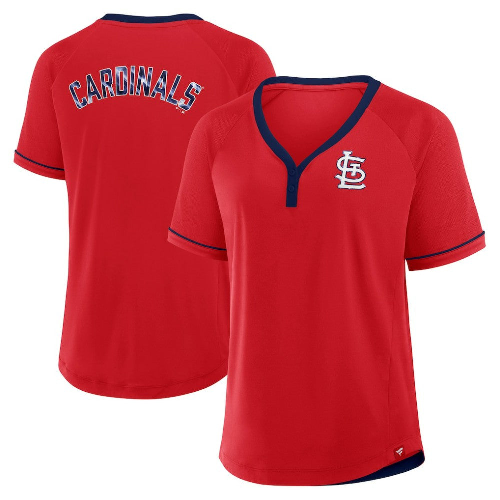 MLB St. Louis Cardinals Fanatics Women's League Diva Star Raglan V-Neck T-Shirt