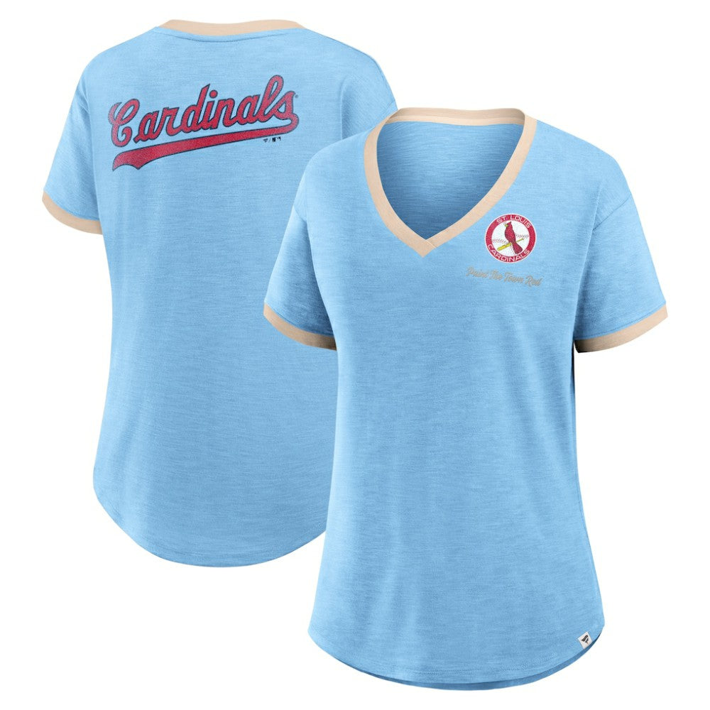 MLB St. Louis Cardinals Fanatics Women's Binge Worthy Stadium Slub V-Neck T-Shirt