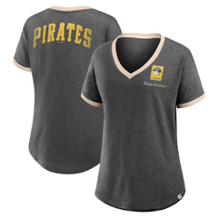 MLB Pittsburgh Pirates Fanatics Women's Binge Worthy Stadium Slub V-Neck T-Shirt