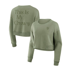 MLB Milwaukee Brewers Fanatics Women's Studio Cropped Pullover Sweatshirt