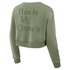 MLB Milwaukee Brewers Fanatics Women's Studio Cropped Pullover Sweatshirt