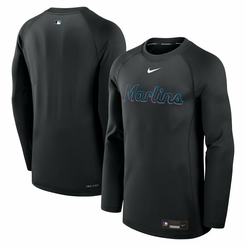 MLB Miami Marlins Nike Authentic Collection Game Time Raglan Dri-FIT Long Sleeve T-Shirt