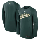 MLB Athletics Nike Authentic Collection Game Time Raglan Dri-FIT Long Sleeve T-Shirt