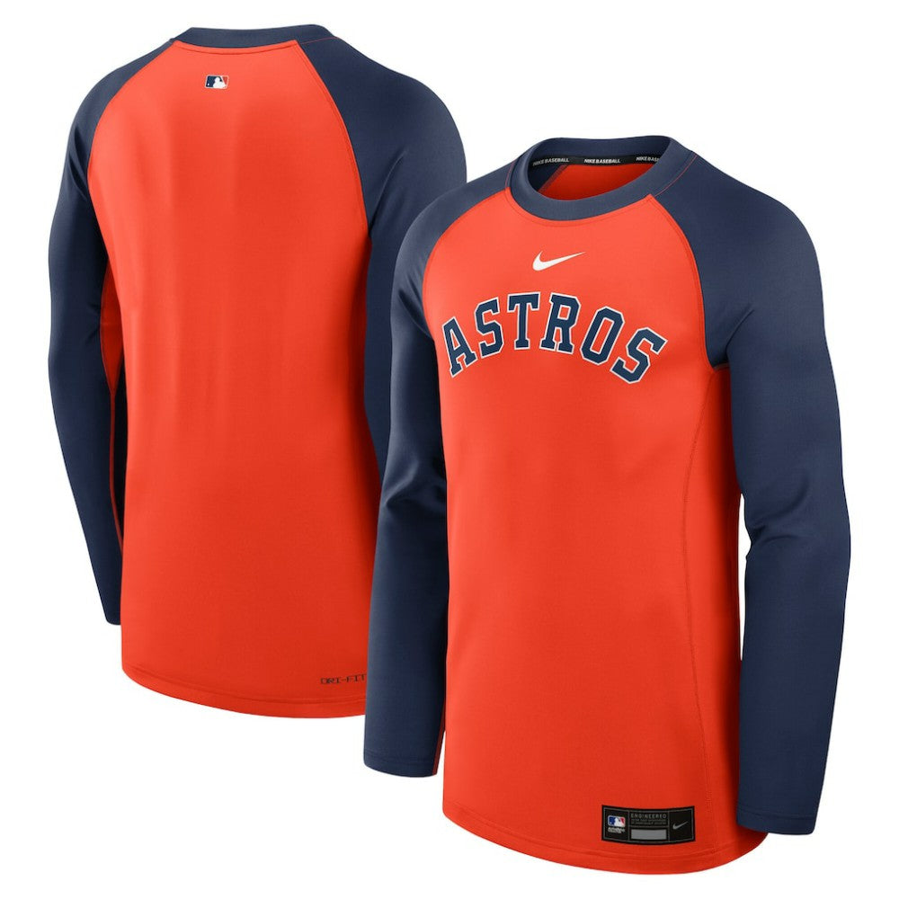 MLB Houston Astros Nike Authentic Collection Game Time Raglan Dri-FIT Long Sleeve T-Shirt