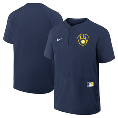 MLB Milwaukee Brewers Nike Authentic Collection Raglan Short Sleeve Windshirt