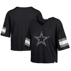 '47 Women's Double Header Scout Cropped V-Neck T-Shirt - Dallas Cowboys