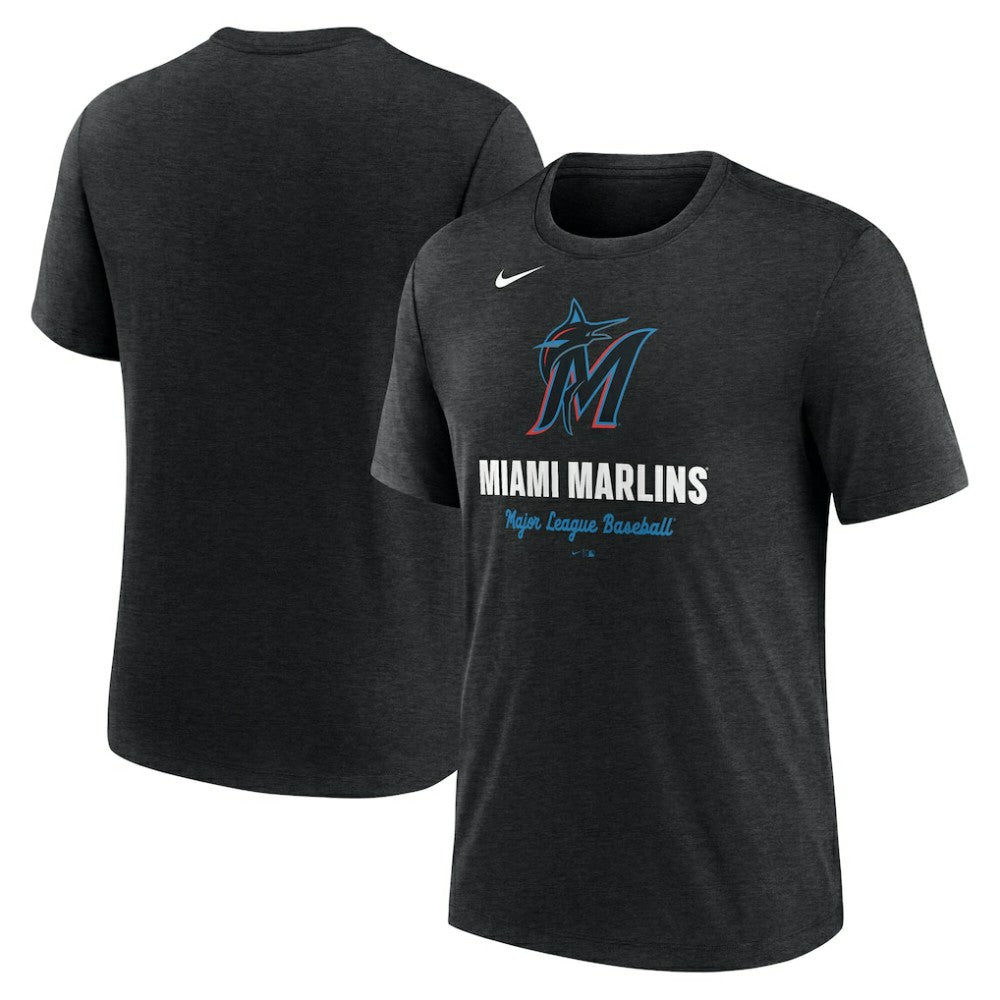 MLB Miami Marlins Nike Logo Tri-Blend T-Shirt