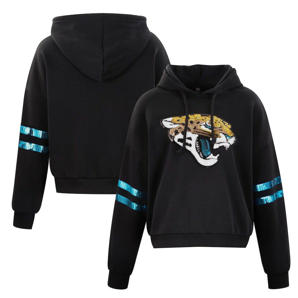 Cuce Women's Cropped Sequins Pullover Hoodie - Jacksonville Jaguars