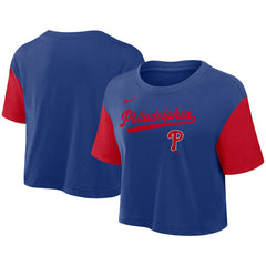 MLB Philadelphia Phillies Nike Women's Script Dri-FIT Cropped T-Shirt