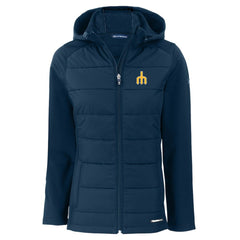 MLB Seattle Mariners Cutter & Buck Women's Evoke Hybrid Eco Softshell Recycled Full-Zip Hoodie Jacket
