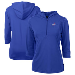 MLB Los Angeles Dodgers Cutter & Buck Women's DryTec Virtue Eco Pique Recycled 3/4-Sleeve Half-Zip Pullover Hoodie
