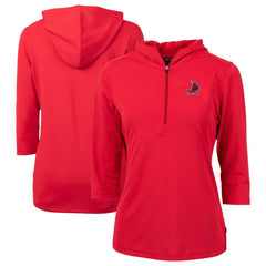 MLB St. Louis Cardinals Cutter & Buck Women's Cooperstown Collection DryTec Virtue Eco Pique Recycled 3/4-Sleeve Half-Zip Pullover Hoodie
