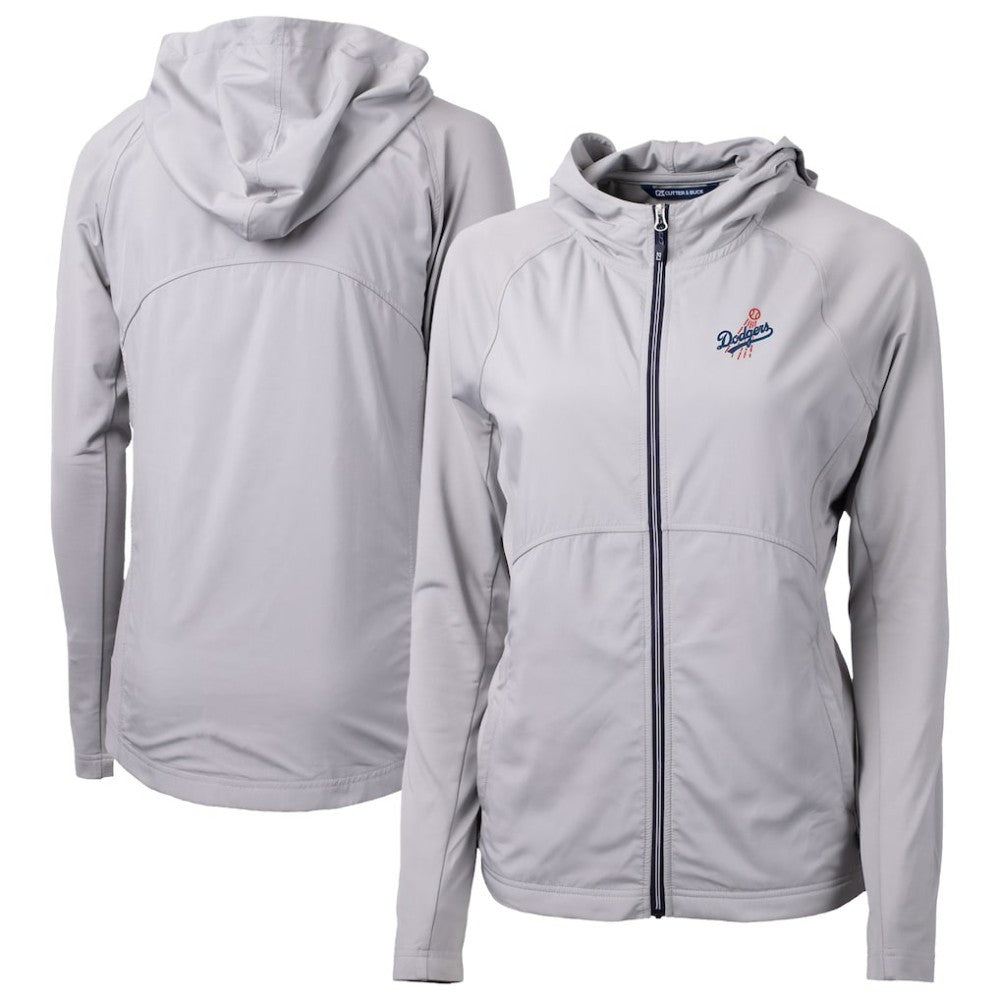 MLB Los Angeles Dodgers Cutter & Buck Women's Adapt Eco Knit Hybrid Recycled Full-Zip Hoodie
