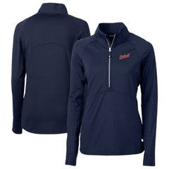 MLB Detroit Tigers Cutter & Buck Women's DryTec Adapt Eco Knit Stretch Recycled Raglan Half-Zip Top