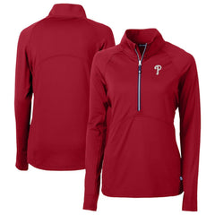 MLB Philadelphia Phillies Cutter & Buck Women's DryTec Adapt Eco Knit Stretch Recycled Raglan Half-Zip Top