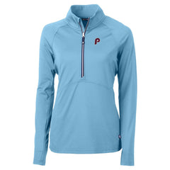 MLB Philadelphia Phillies Cutter & Buck Women's Cooperstown Collection DryTec Adapt Eco Knit Stretch Recycled Raglan Half-Zip Top