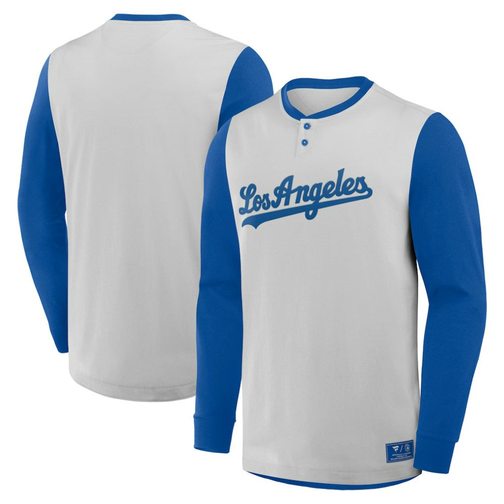 MLB Los Angeles Dodgers Fanatics Clubhouse Long Sleeve Henley Shirt