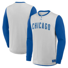 MLB Chicago Cubs Fanatics Clubhouse Long Sleeve Henley Shirt