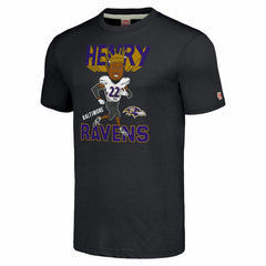 Derrick Henry Homage Unisex Caricature Player Tri-Blend T-Shirt - Baltimore Ravens
