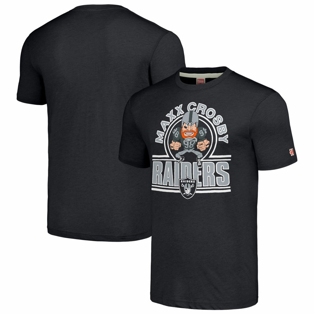 Maxx Crosby Homage Unisex Caricature Player Tri-Blend T-Shirt - Las Vegas Raiders
