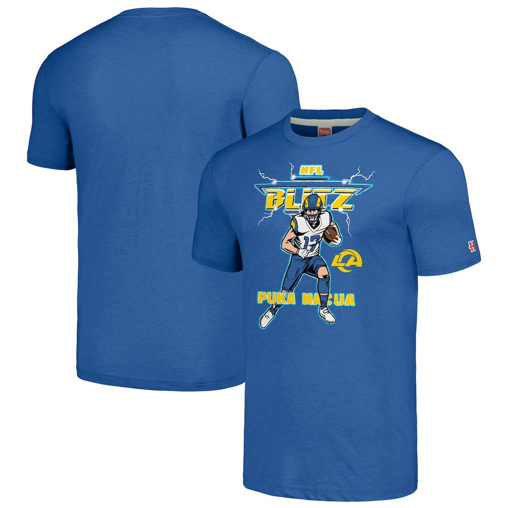 Puka Nacua Homage Unisex NFL Blitz Player Tri-Blend T-Shirt - Los Angeles Rams