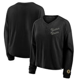 NHL Black Boston Bruins Fanatics Women's Oversized All Out Effort Long Sleeve Henley T-Shirt