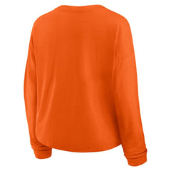 NHL Orange Philadelphia Flyers Fanatics Women's Oversized All Out Effort Long Sleeve Henley T-Shirt