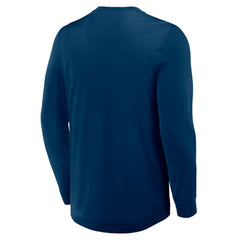 NHL Deep Sea Blue Seattle Kraken Fanatics Adrenaline Push Long Sleeve Henley Shirt