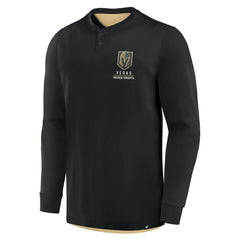 NHL Black Vegas Golden Knights Fanatics Adrenaline Push Long Sleeve Henley Shirt