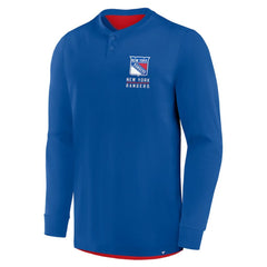 NHL Blue New York Rangers Fanatics Adrenaline Push Long Sleeve Henley Shirt