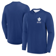 NHL Blue Toronto Maple Leafs Fanatics Adrenaline Push Long Sleeve Henley Shirt