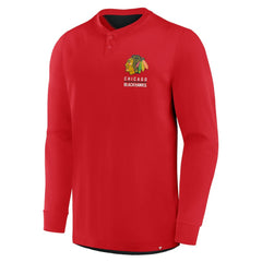 NHL Red Chicago Blackhawks Fanatics Adrenaline Push Long Sleeve Henley Shirt