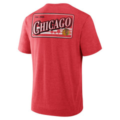 NHL Heather Red Chicago Blackhawks Fanatics Fan Lanes Tri-Blend T-Shirt